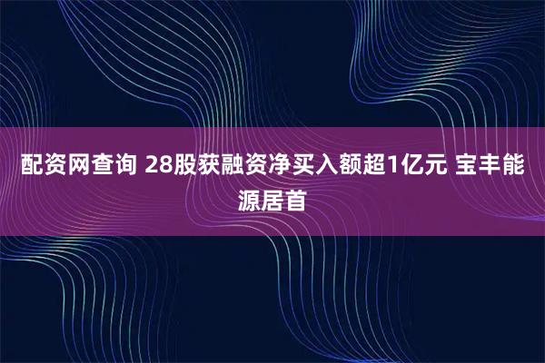 配资网查询 28股获融资净买入额超1亿元 宝丰能源居首